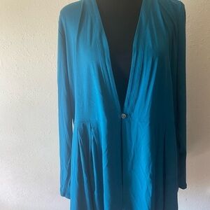Women’s size medium J  Jill teal one button cardigan A 16
